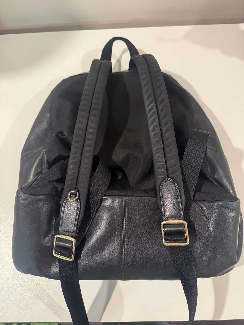 Coach Signature Canvas & Black Leather Backpack Brown Black Gold Hardware